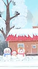大寒雪人雪景一家三口视频的预览图